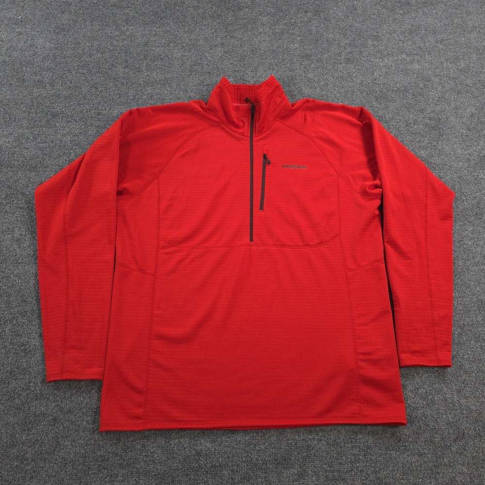 Patagonia Jacket Mens 2XL Red R1 Pullover 1/2 Zip Polartec Grid Fleece Regulator